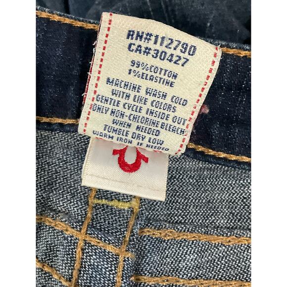 True Religion Womens Jeans Joey Twisted Seam Flare Leg Bootcut Dark Wash 26 x 32 - Picture 14 of 16